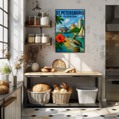 St Petersburg Florida Waterfront Pier Pelican Poster