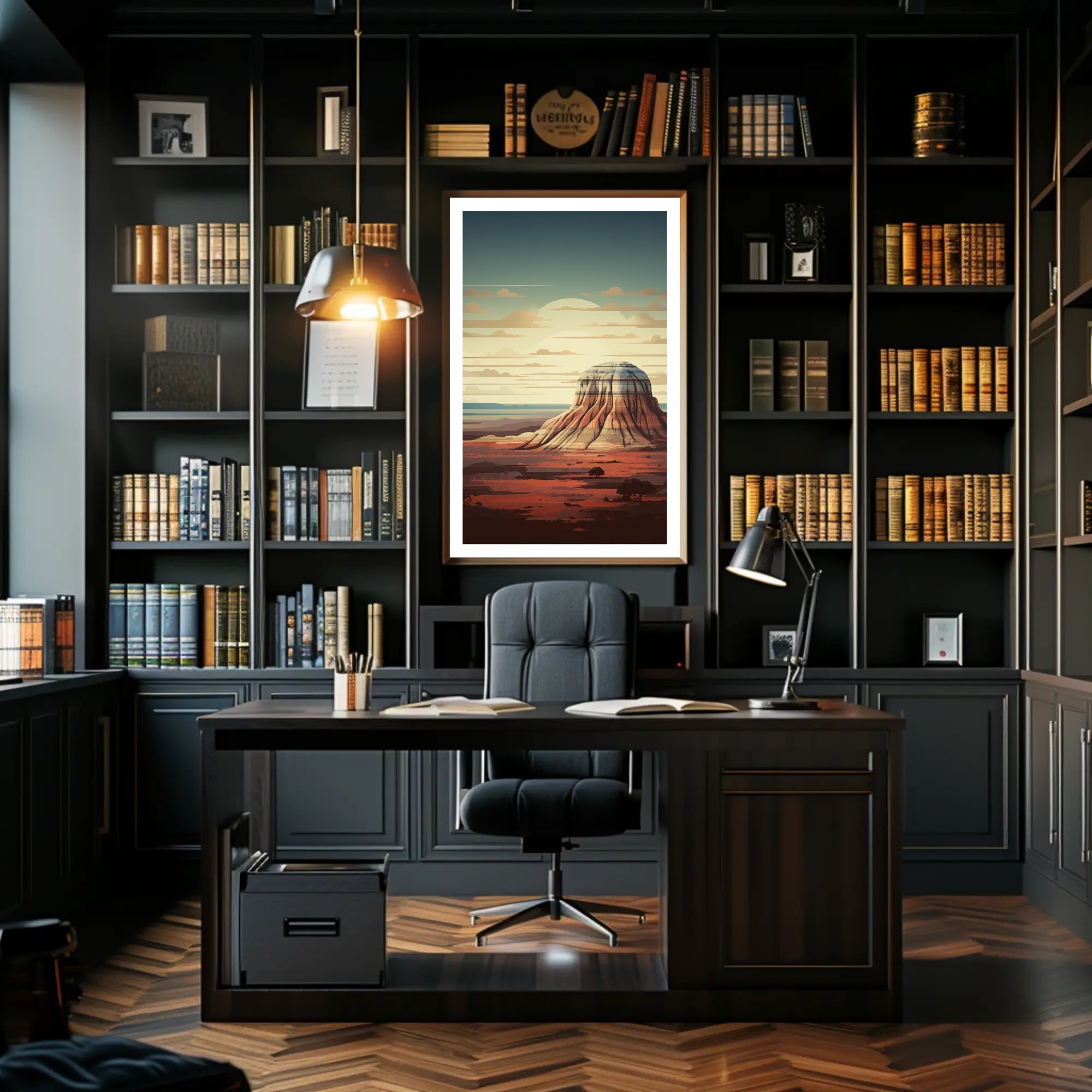 Desert Landscape Illustration Poster Modern Wall Art