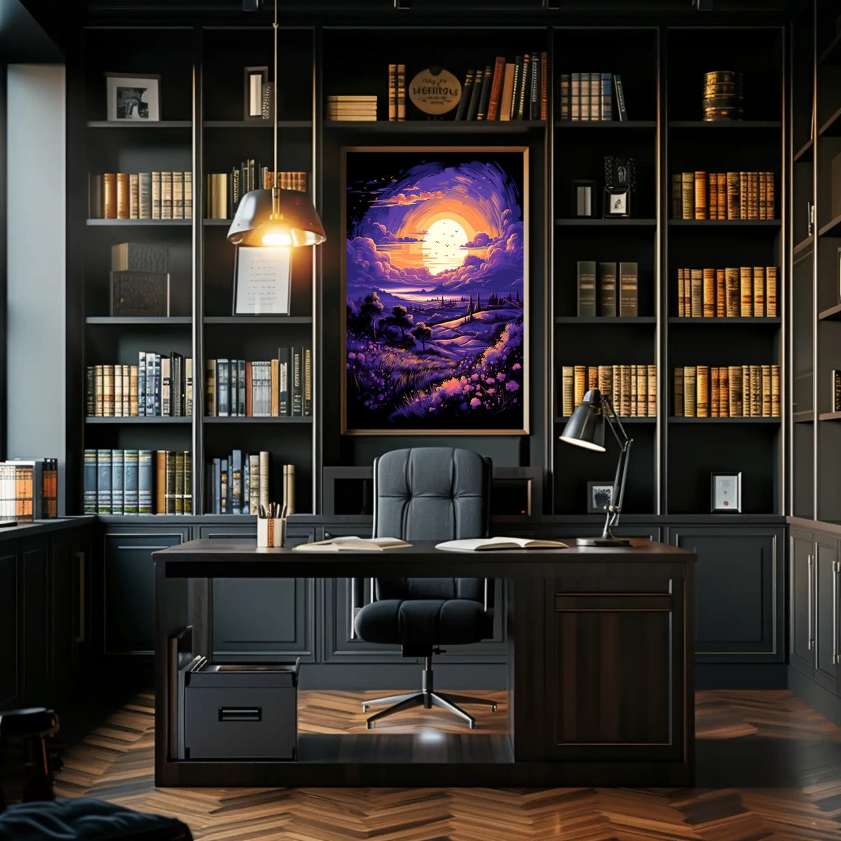 Serene Sunset Countryside Landscape Art Poster Print