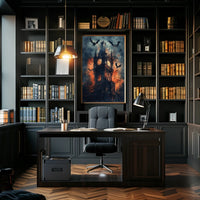 Gothic-Style Clock Tower Art Poster in Eerie Environment - Artistic Poster
