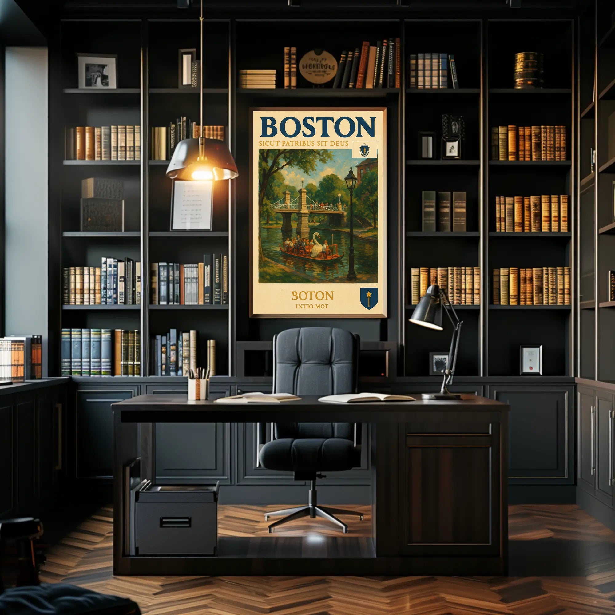 Boston Swan Boats Vintage Travel Poster