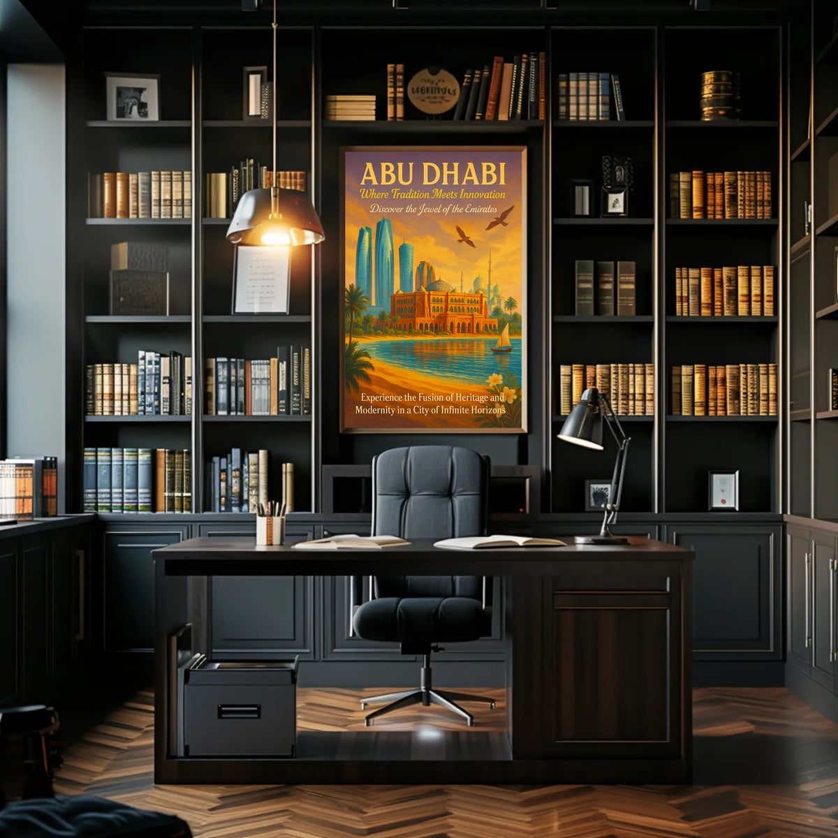Abu Dhabi Elegance Vintage Travel Poster Fusion