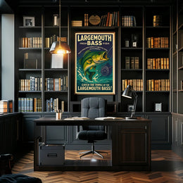 Bass Fishing Adventure Vintage Sports Poster PosterGoat