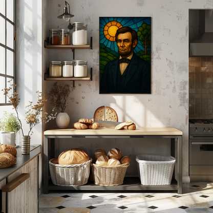 Abraham Lincoln Stained Glass Portrait Poster