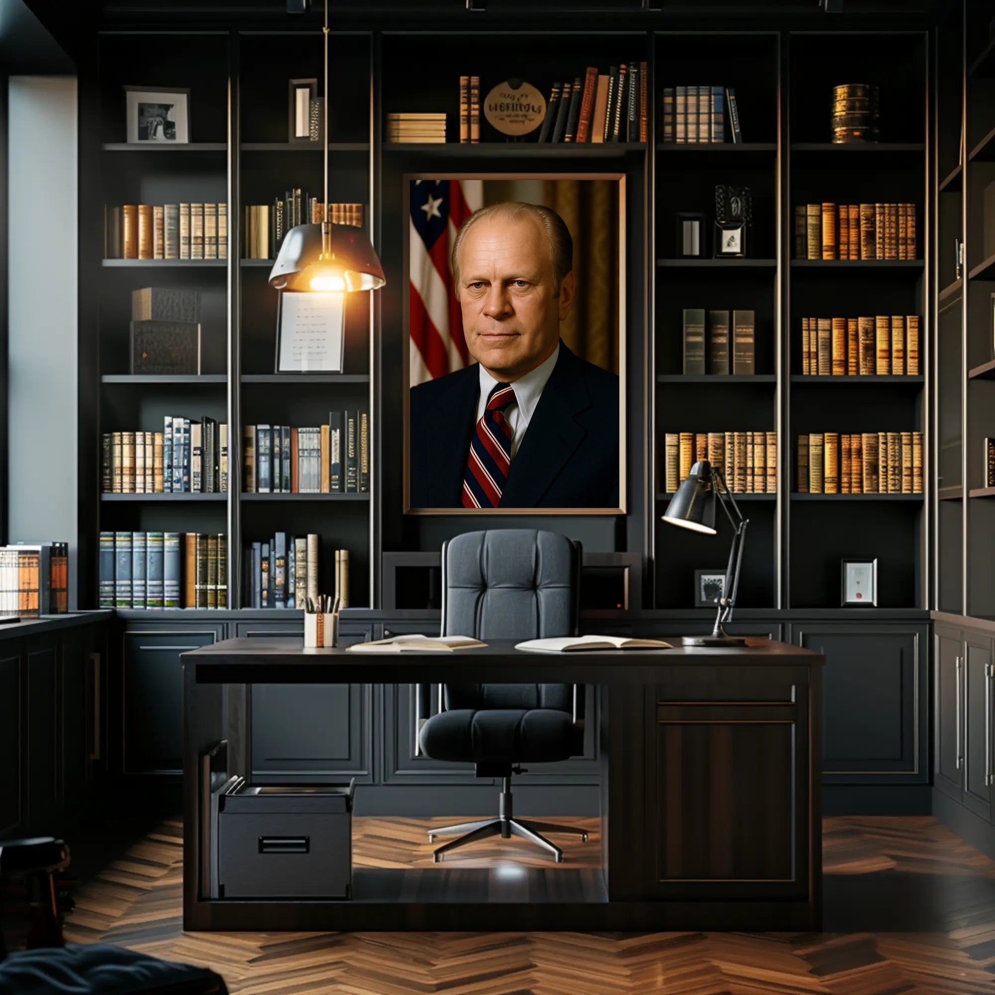Presidential Portrait with American Flag Historical Poster
