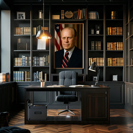 Presidential Portrait with American Flag Historical Poster