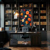 Elegant Floral Artwork on Dark Background - Artistic Poster