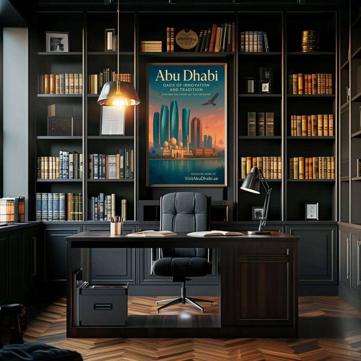 Abu Dhabi Skyline Modernity and Tradition Travel Poster