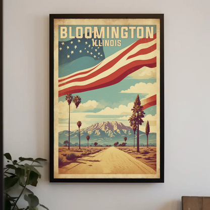 Bloomington Illinois Cityscape Art Print Vintage Travel Poster