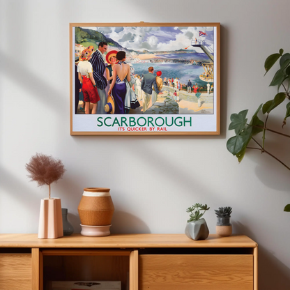 Scarborough - It's Quicker by Rail Poster
