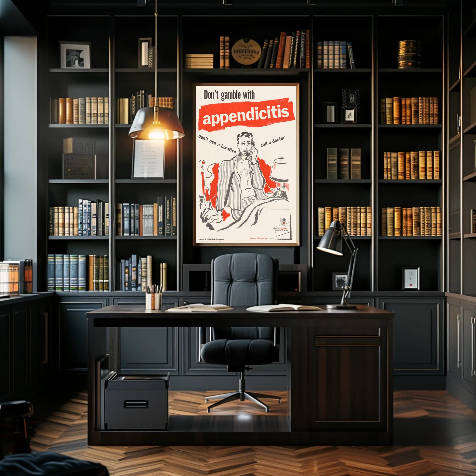 Appendicitis Health Warning Vintage Public Health Campaign Poster PosterGoat