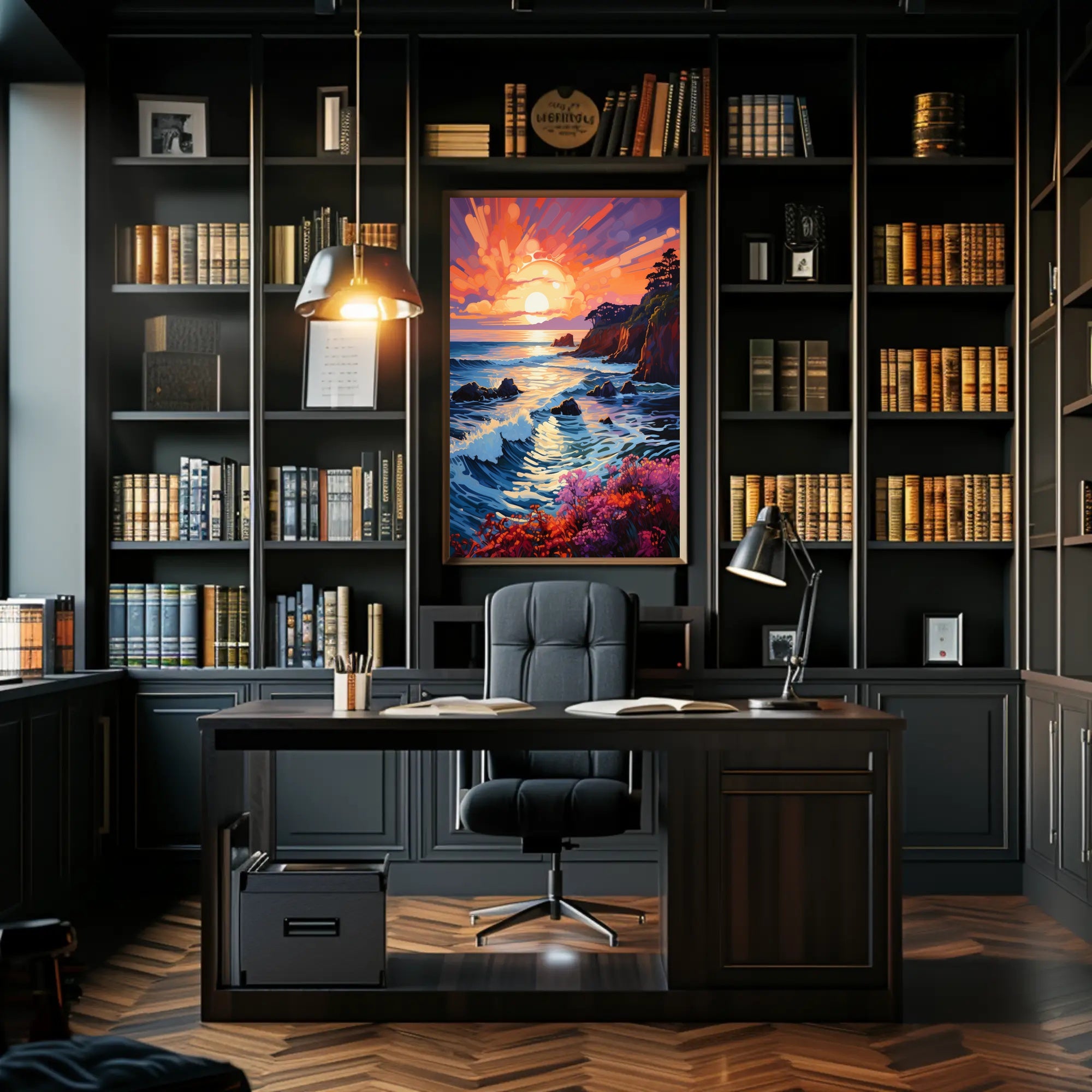 Vibrant Coastal Sunset Poster PosterGoat