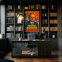 Herbert Hoover 31st President of the United States Colorful Comic Book Style Poster