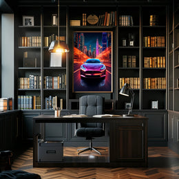 Futuristic Night Drive Poster PosterGoat