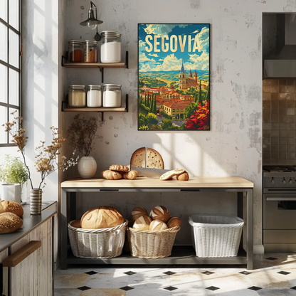 Segovia Cityscape Skyline and Architecture Travel Poster