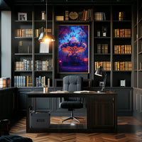 Enchanted Carousel in Autumn Night Fantasy or Mythology Poster