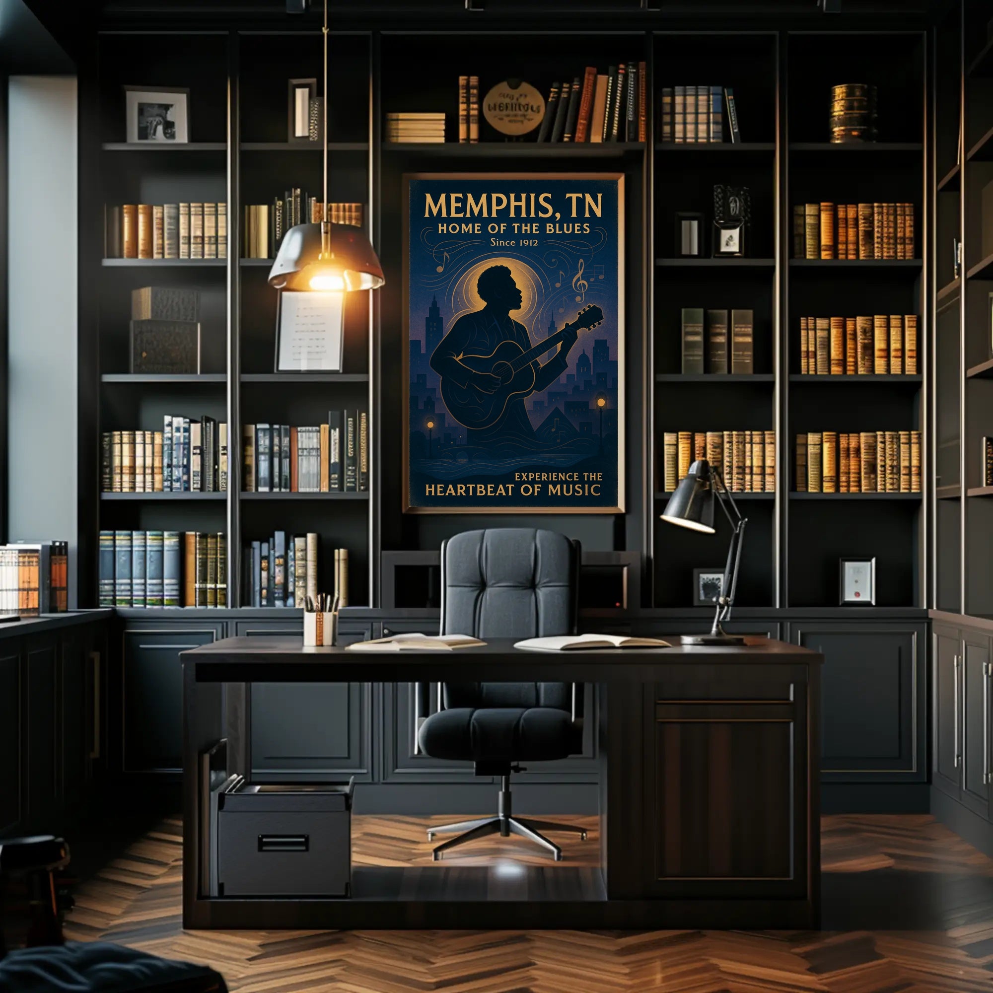 Memphis Blues Cityscape Silhouette Music or Concert Poster