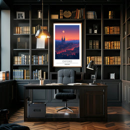Oxford Skyline Sunset: Urban or Cityscape Poster