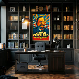 Grover Cleveland 22nd President of the United States Colorful Comic Book Style Poster