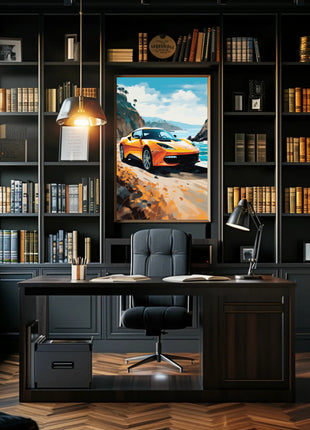 Modern Sports Car Adventure Coastal Road Travel Poster