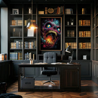 Monstrous Skeletal Face Surreal Horror Art Poster