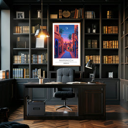 Marrakech Street Scene Evening Travel Poster