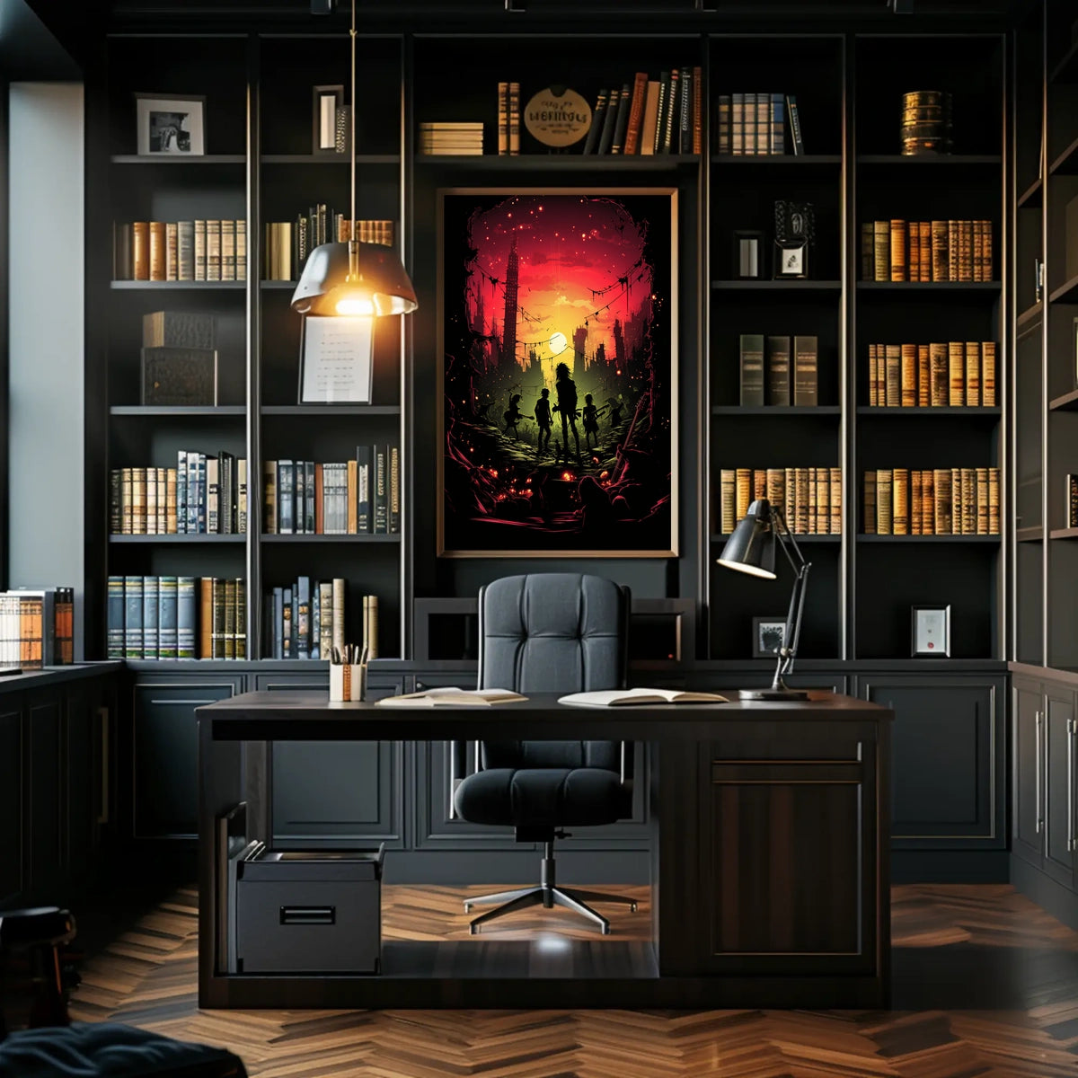 Dystopian Sunset: Rebellion in Ruins Futuristic Sci-Fi Poster