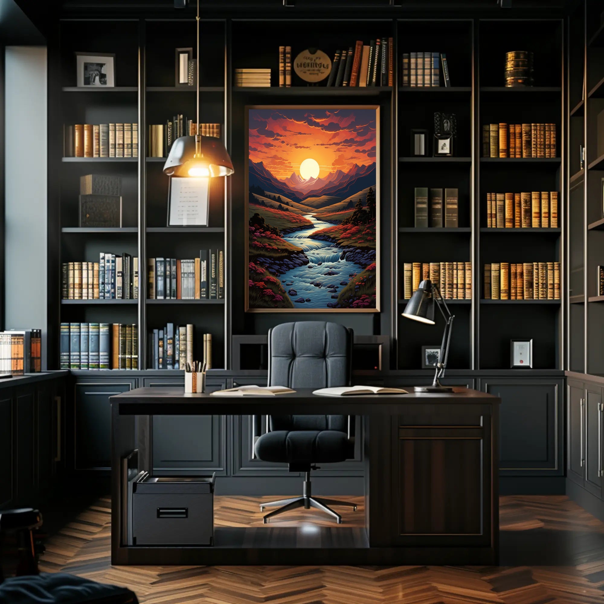 Sunset Over Serene Valley Poster