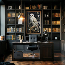 Detailed White Owl Illustration Wall Art Animal Poster