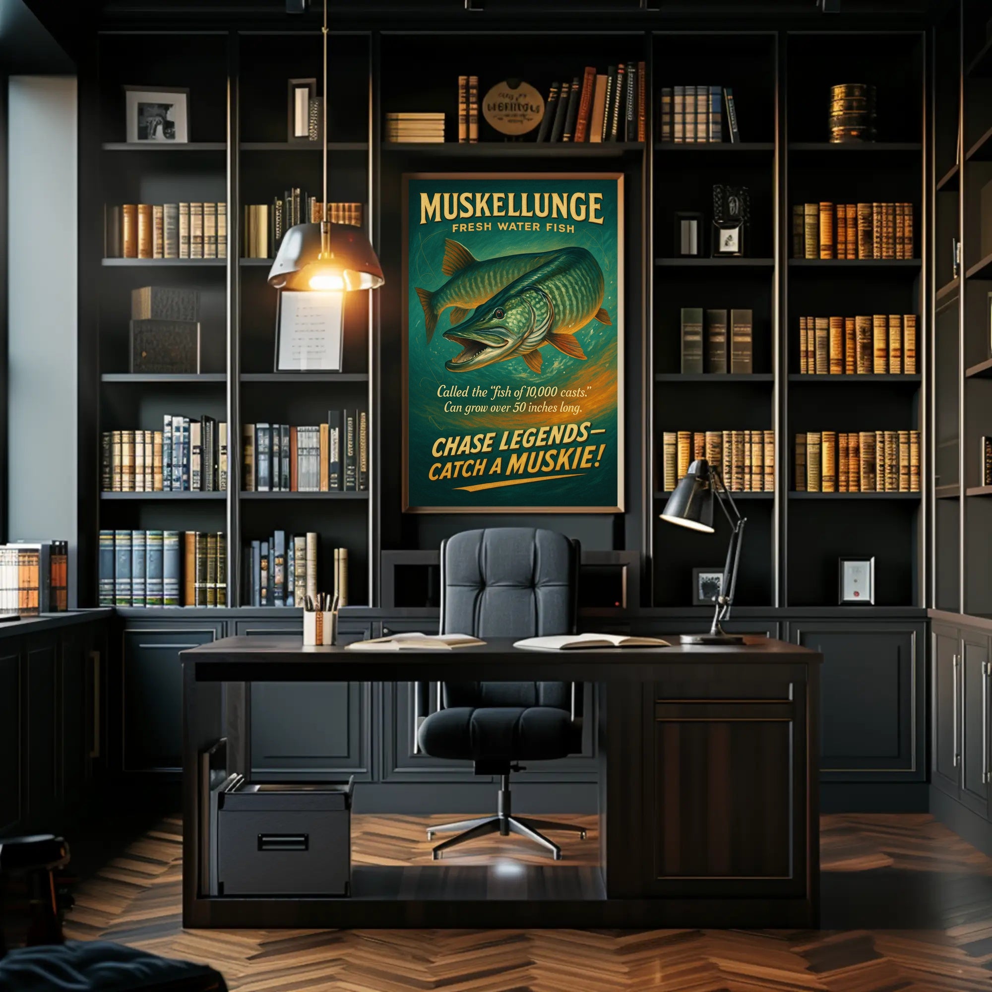 Muskellunge Adventure: Vintage-Inspired Animal Poster