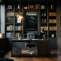 Fierce Piranha Vintage Illustration Animal Poster