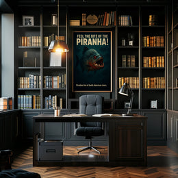 Fierce Piranha Vintage Illustration Animal Poster