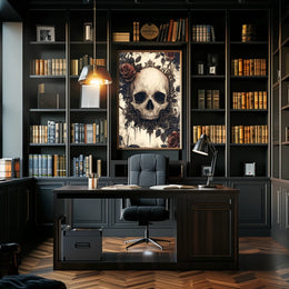 Gothic Skull with Roses Artwork Poster Poster