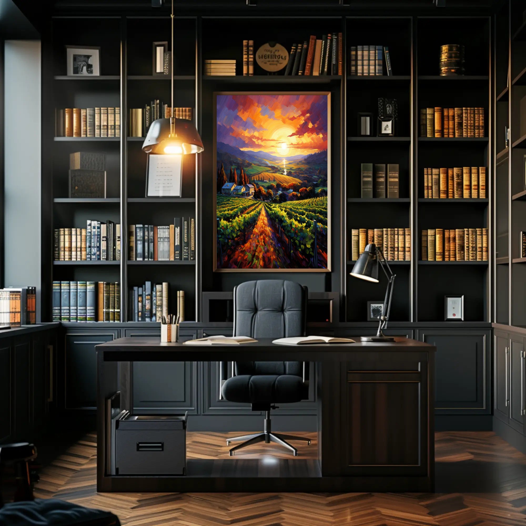 Sunset Over The Vineyard Poster