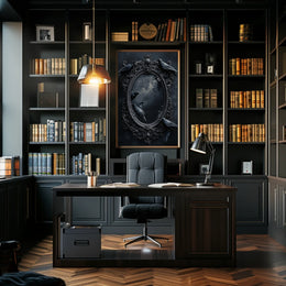 Gothic Baroque Mirror with Ravens Artistic or Pop Culture Poster