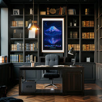 Mount Fuji Neon Reflections Iridescent Futuristic SciFi Vaporwave Dreamscape Poster