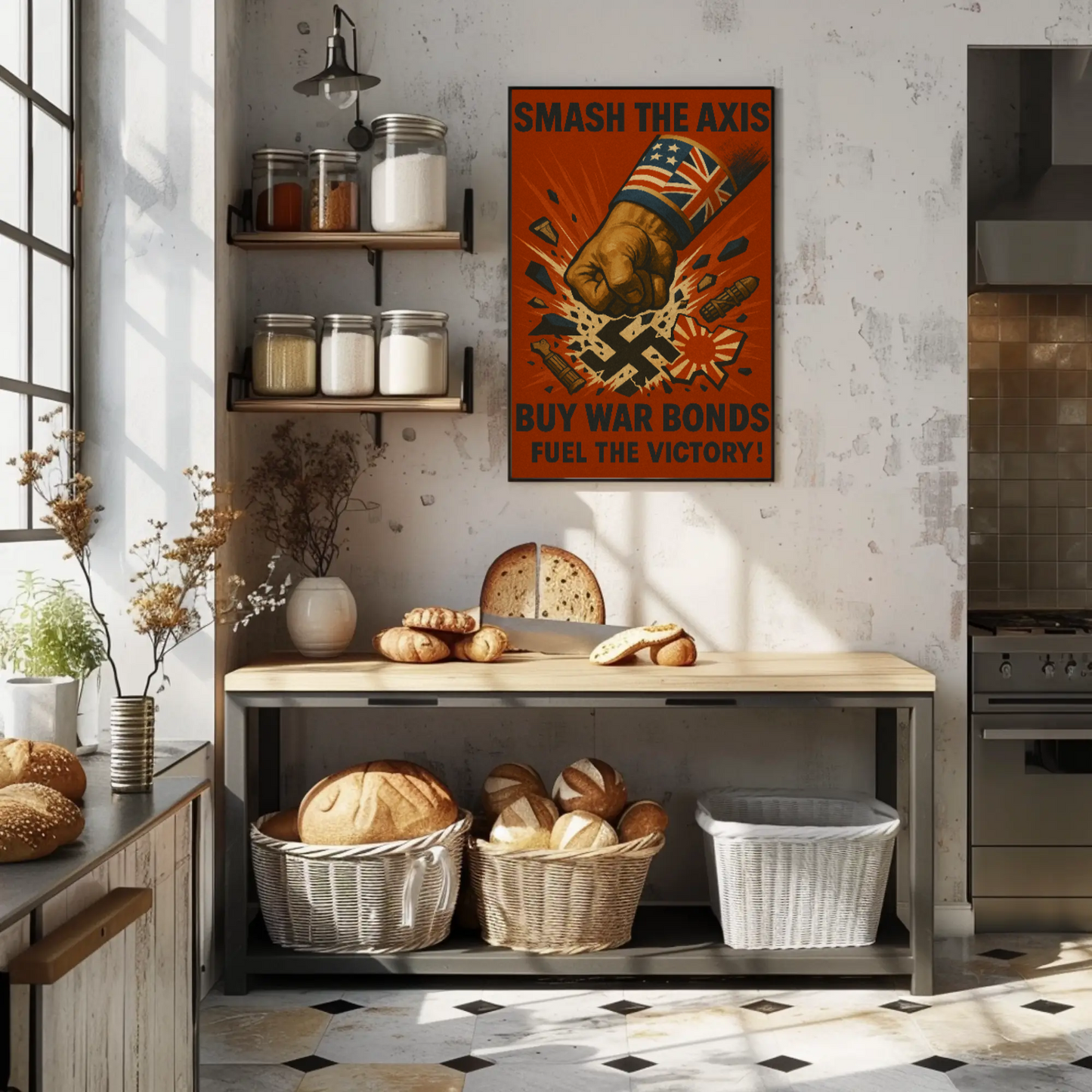 Defeat the Axis, Support the Allies WWII Poster