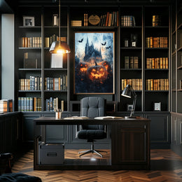 Gothic Ominous Castle Halloween-Themed Cultural Poster