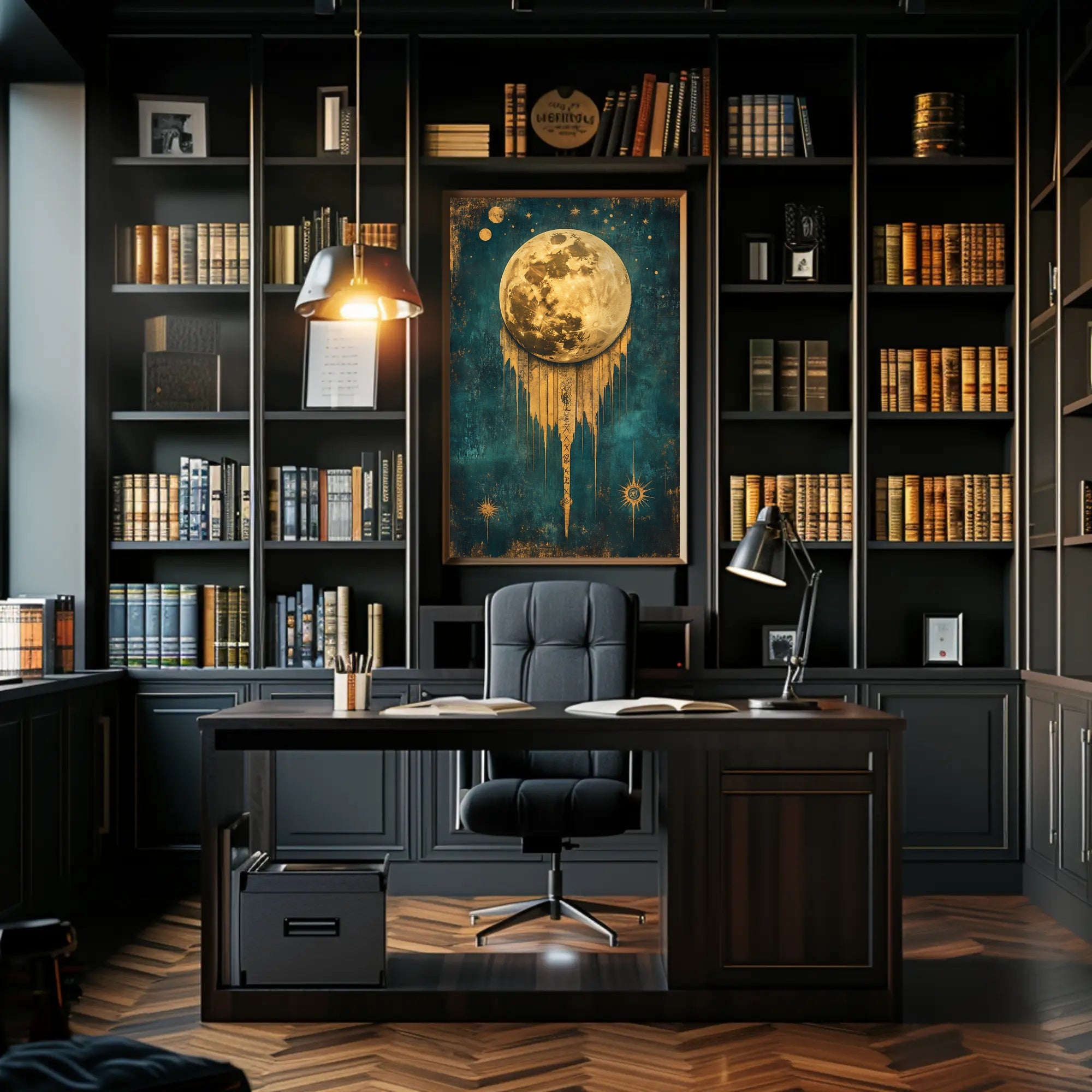 Golden Moon Surreal Artistry Space or Astronomy Poster