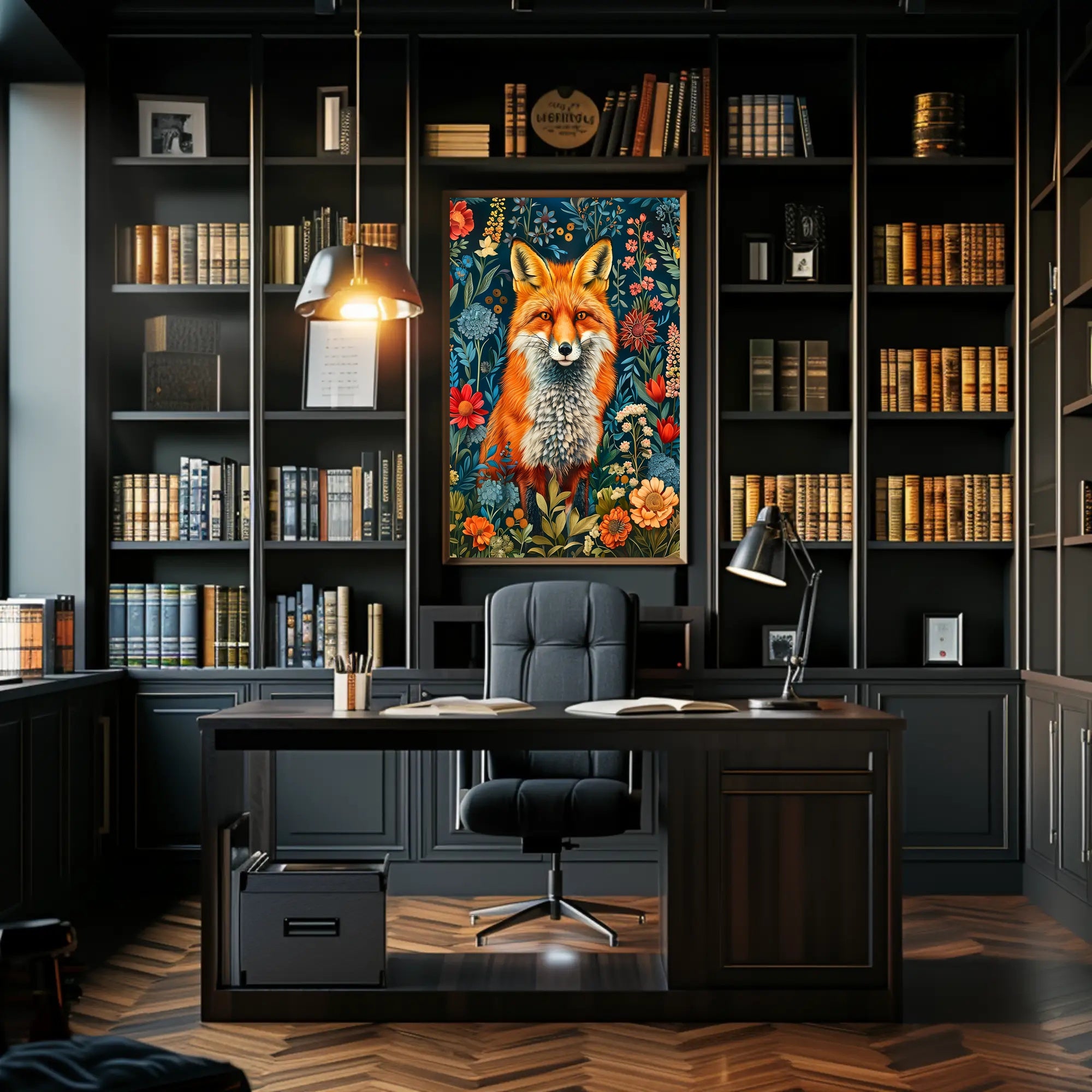 Majestic Fox Amongst Flowers: Enchanting Animal Poster