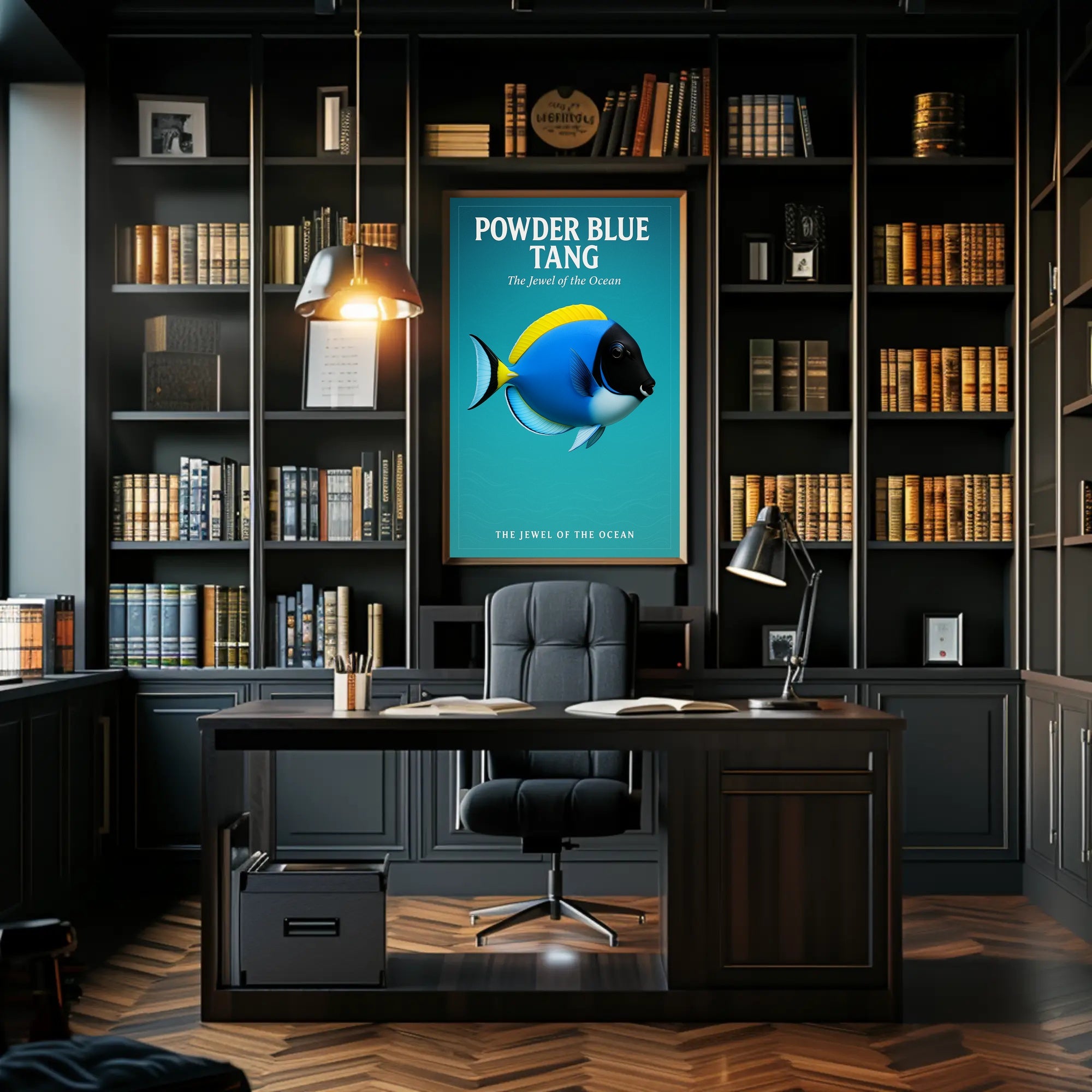 Powder Blue Tang The Jewel of the Ocean Poster PosterGoat