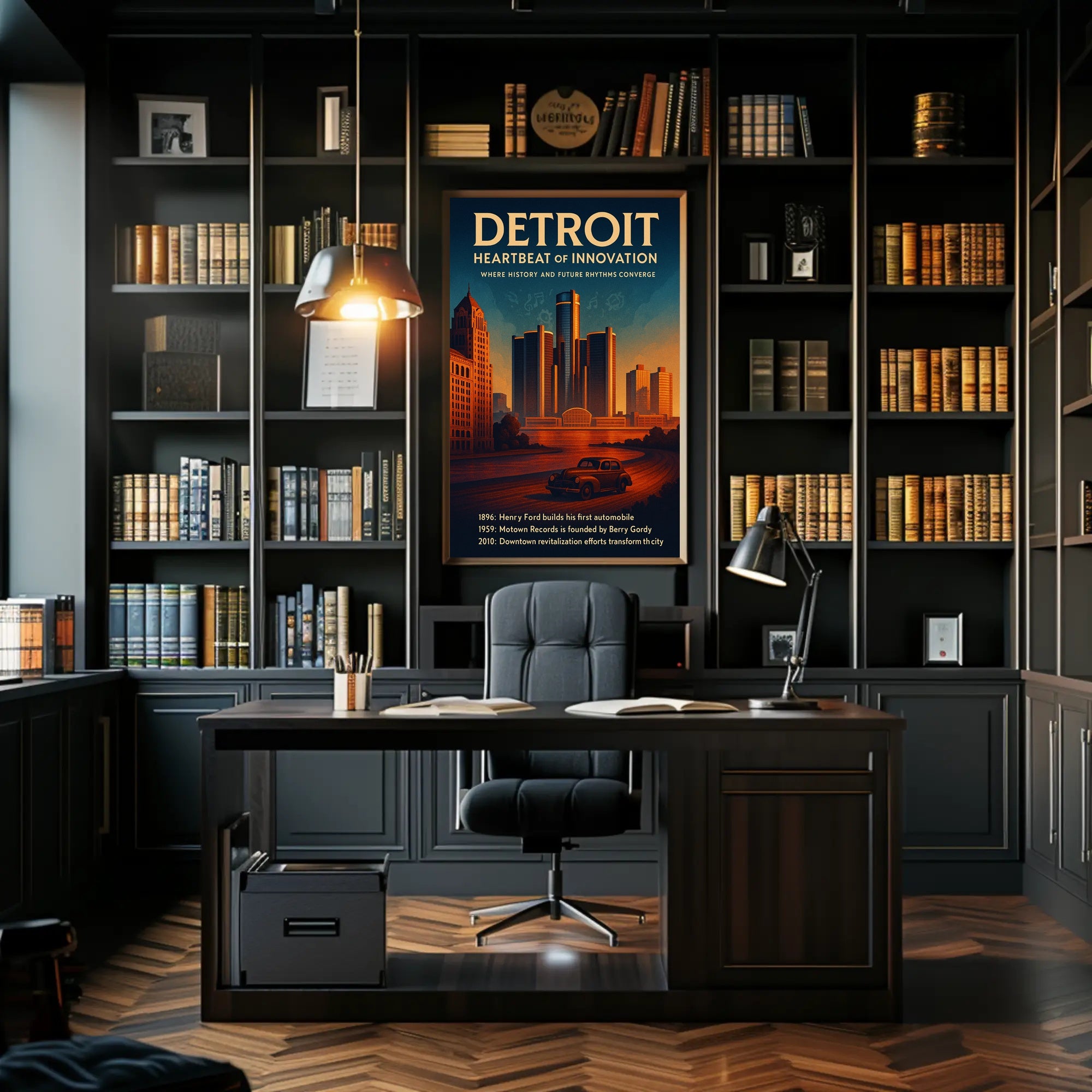 Detroit Heartbeat of Innovation Poster Art Print PosterGoat