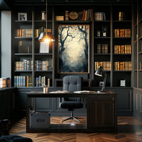 Enchanted Gnarled Trees in Misty Forest - Artistic Poster