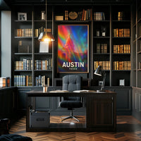 Austin Texas Vibrant Cityscape Digital Painting Pop Art Urban Skyline Travel Inspired Poster