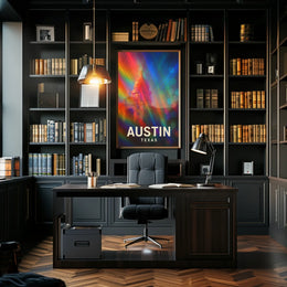 Austin Texas Vibrant Cityscape Digital Painting Pop Art Urban Skyline Travel Inspired Poster