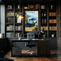 Modern Sports Car Coastal Adventure: Artistic Poster