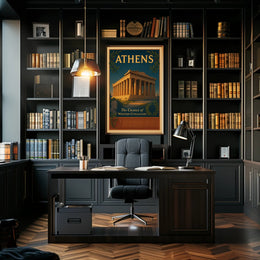 Athens Parthenon Vintage Illustration Cultural or Heritage Poster