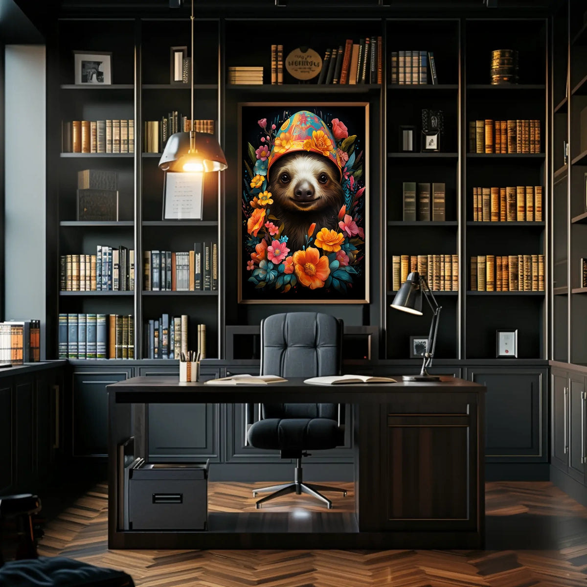 Floral Fiesta The Joyful Sloth Poster