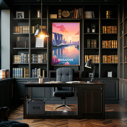Singapore Sunrise Over Marina Bay Sands Urban or Cityscape Poster