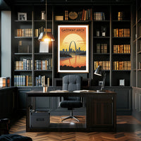 Gateway Arch Sunset Poster Travel Wall Art Print